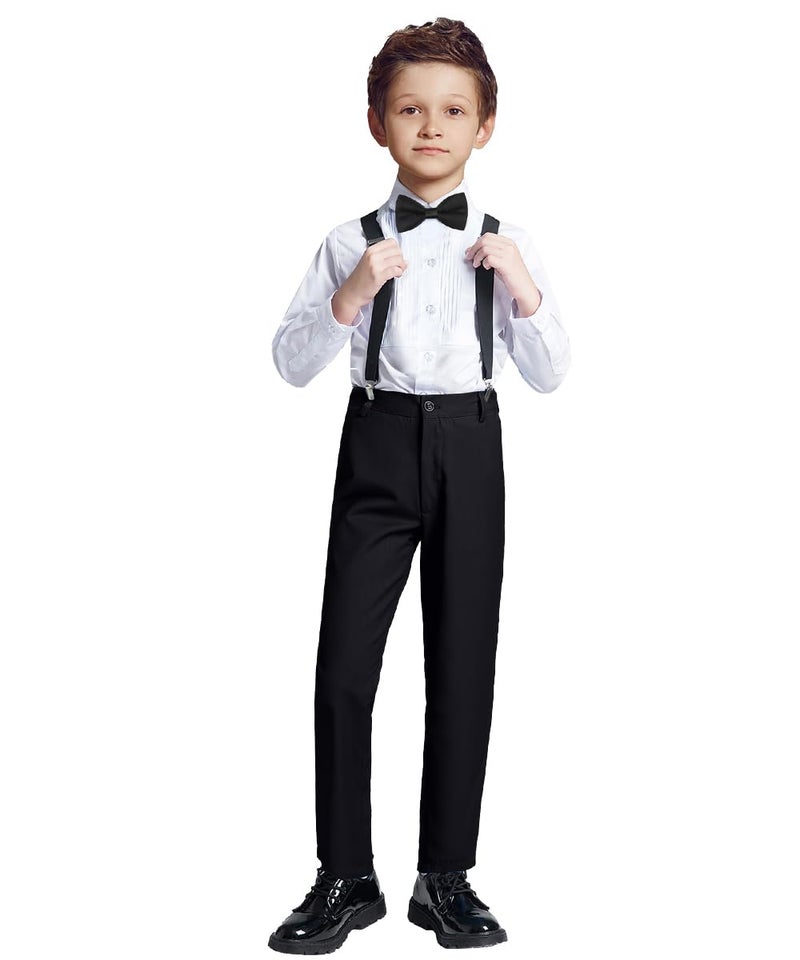 SaiLiiny Suits for Boys 4 Piece Slim Fit Outfits Sets Black Kids Formal Dresswear Clothing with Suspender Size 8 - Image 4